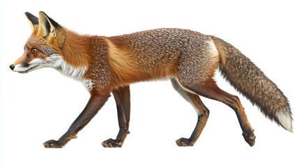 Obraz premium PNG graphic of a profile side view of a furry red fox on a transparent background