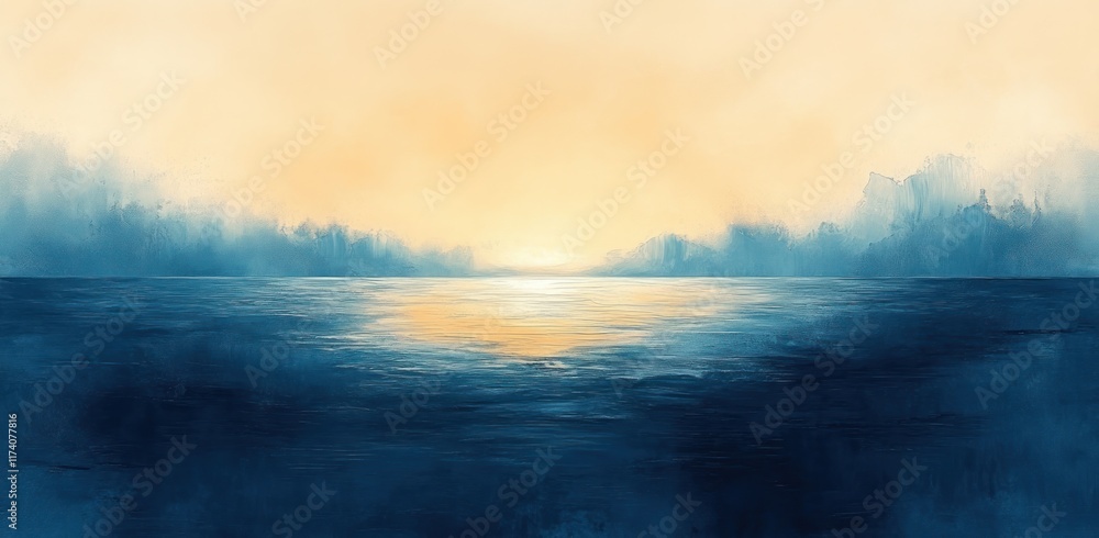 Aufkleber blue beige gradient background soft light abstract impressionism design