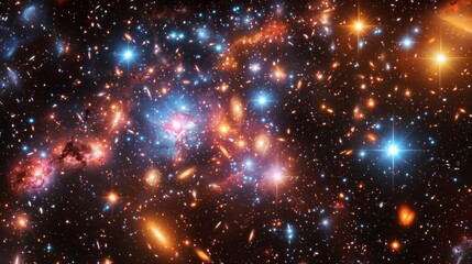 Cosmic Bokeh Light Pattern - Abstract 2D Flat Illustration of Softly Glowing Distant Stars on Cosmic Background