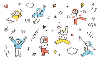 笑顔な子供たちのイラストセット