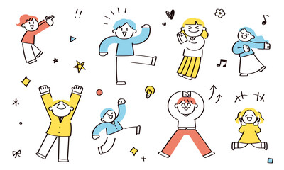 笑顔な人たちのイラストセット