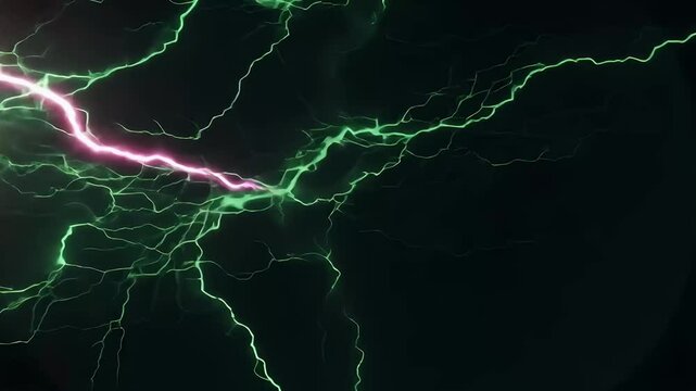 Powerful green lightning bolts crackle energy creating electrifying dynamic visual effect sci fi action projects