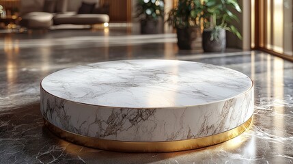 Fototapeta premium Elegant Marble Display Platform in Modern Interior