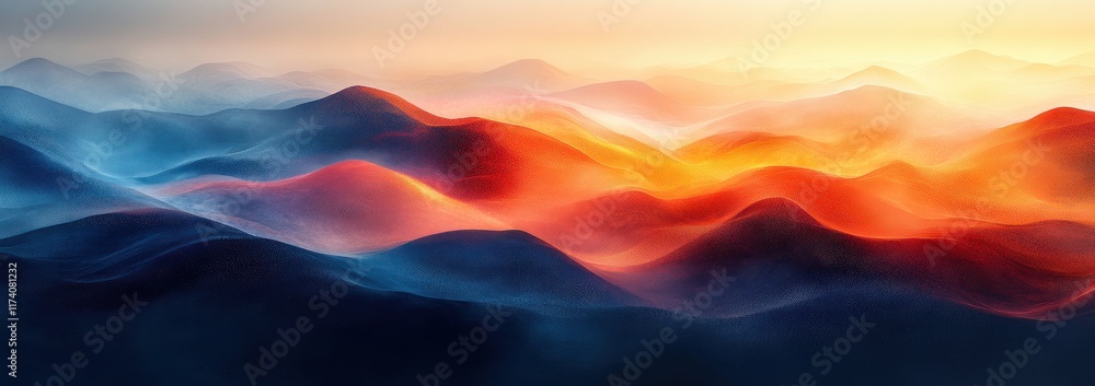 Aufkleber Vibrant Gradient Background Design with Smooth Transitions of Orange Navy and Teal Colors Abstract Minimalistic Ethereal Texture