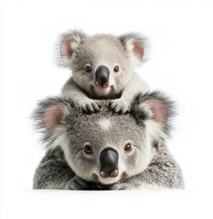Naklejka premium Koala bears depicted before a white backdrop