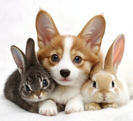 Obraz premium group of numerous animals. set against white background