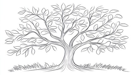 A simple line drawing of a leafy tree