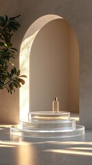 Fototapeta premium Minimalist Product Display with Archway and Plant