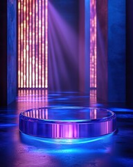 Neon Lit Glass Platform Product Showcase Display