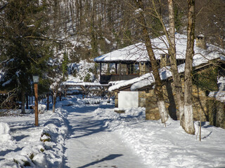Winter view of Ethnographic village Etar (Etara), Bulgaria