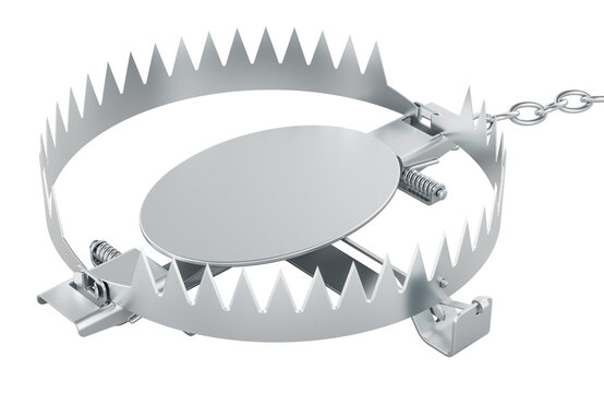 Empty bear trap, 3D rendering isolated on transparent background