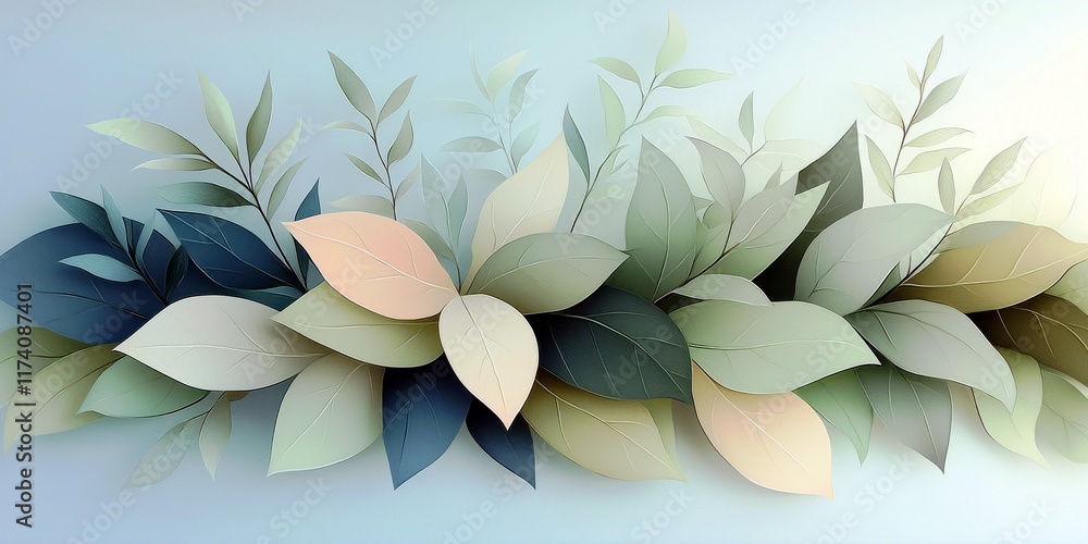Poster elegant and soft leaf composition on subtle background for nature themed designs and projects