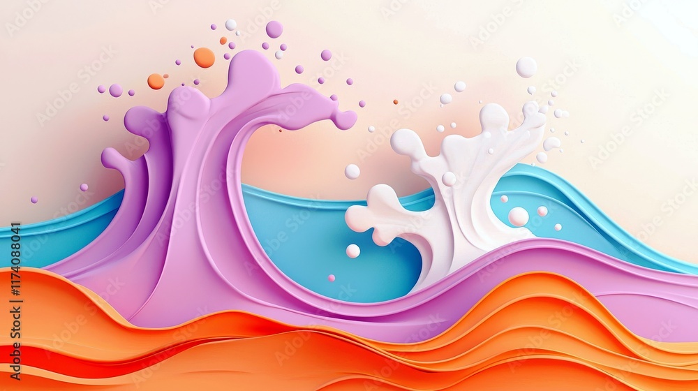 Aufkleber vibrant abstract waves in soft pastel tones with fluid shapes and textures for creative background a
