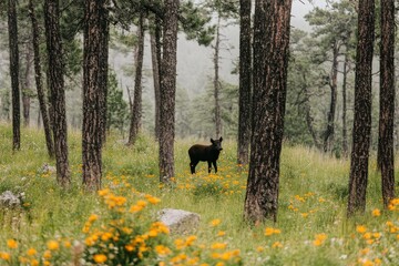 Face à face avec un sanglier lors d'une rencontre de chasse en forêt d'Europe