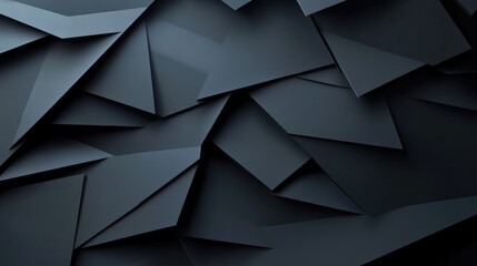 Abstract Geometric Shapes in a Dark Monochrome Composition. Dark geometric abstract image featuring monochromatic layered triangular shapes for a modern aesthetic design.