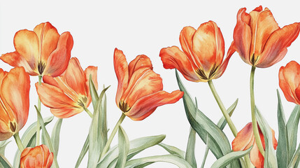 Obraz premium tulip, graphic design, rose, holiday, postcard, Elegant wedding invitation card background vector. Minimal hand painted watercolor botanical flowers texture template background. Design for wedding, vi