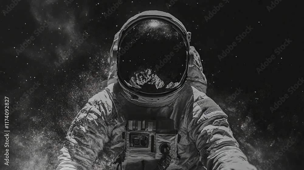 Poster astronaut in space: exploring the cosmos in a spacesuit