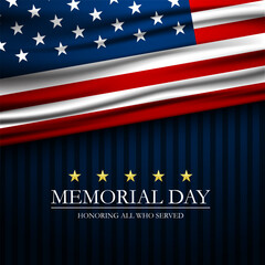 Memorial day background design with honoring all who served text