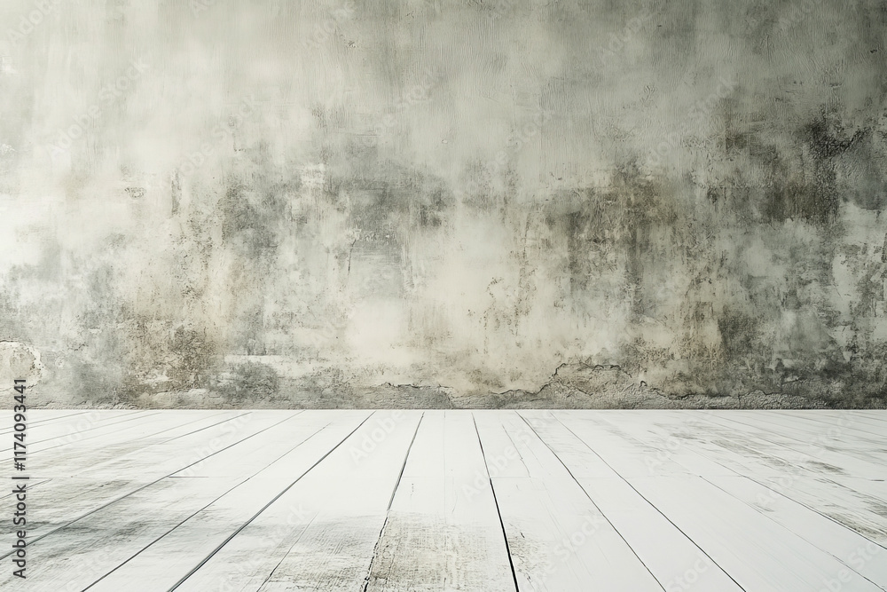 Poster grungy concrete wall with distressed texture in a minimalist room setting