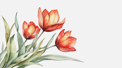 Naklejka premium tulip, graphic design, rose, holiday, postcard, Elegant wedding invitation card background vector. Minimal hand painted watercolor botanical flowers texture template background. Design for wedding, vi