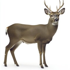 Obraz premium Deer png.单独的鹿图像。棕色的鹿注视着摄像机。白尾鹿科png。真正的鹿png