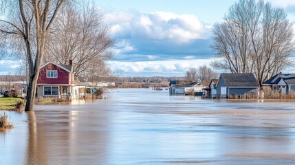 Fototapeta premium Homes Affected by Rising Water Levels