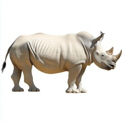 Obraz premium Rhinoceros standing alone against a white or transparent background