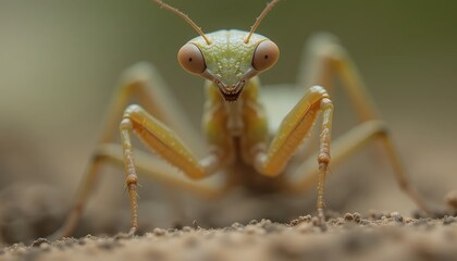 Macro Shot of a Curious Praying Mantis - 4K Ultra HD Stock Footage.  A detailed close-up reveals the intricate details of this fascinating insect, its vibrant green and yellow hues 