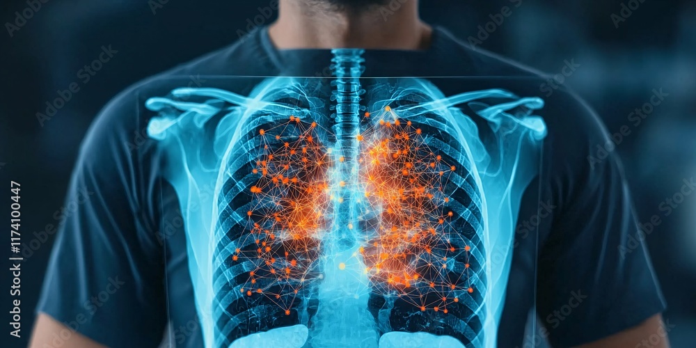 Poster exploring the modern fusion of technology and medicine through ai-enhanced lung imaging visualizatio