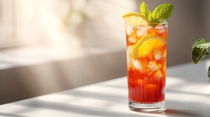 Refreshing Iced Tea with Lemon and Mint