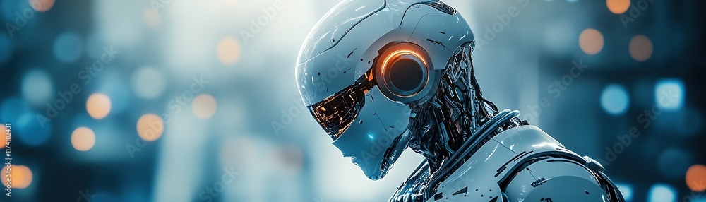 Aufkleber futuristic robot design urban laboratory concept art high-tech environment close-up view artificial 