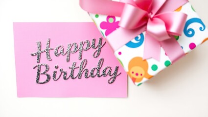 Happy birthday card with gift boxe on white background 