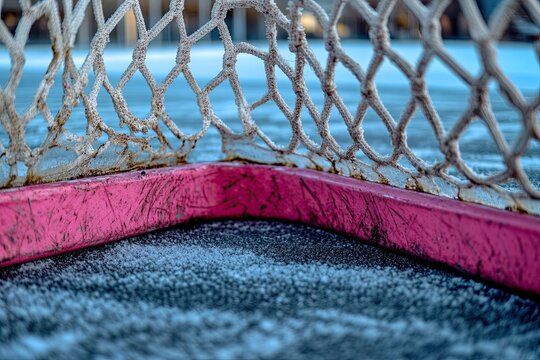 The ice hockey rink, empty and seen from behind the gate, prior to the street hockey game
