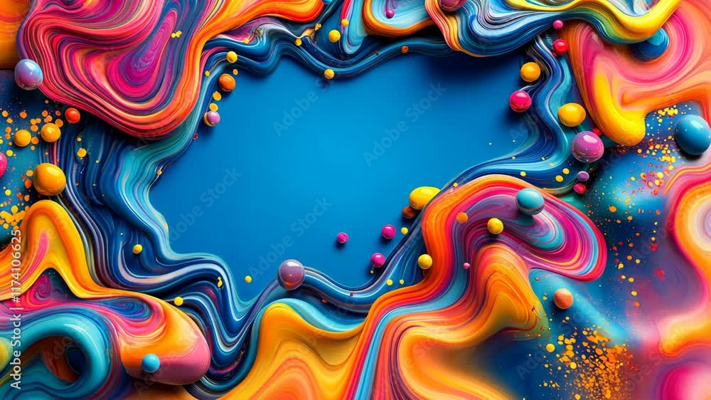 Poster colorful swirling colors create an abstract design featuring vivid hues and playful patterns