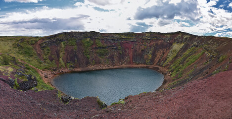 Kerid Keri&eth;, volcanic crater lake in the Gr&iacute;msnes area on the Golden Circle route of South Iceland. Scandinavia Europe.