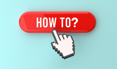 How to text on web button, pixel clickable interface, web banner, user guidance, digital interaction, online learning, clear instructions, modern design, 3D render.