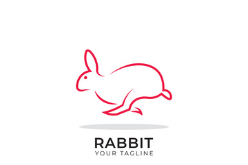 Rabbit logo with simple design, rabbit logo silhouette design, red rabbit logo