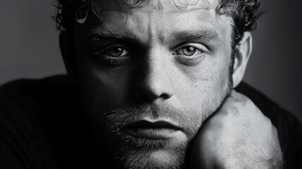  Man rests fist on his cheek thinking