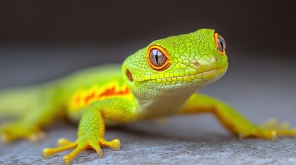 Green lizard close up