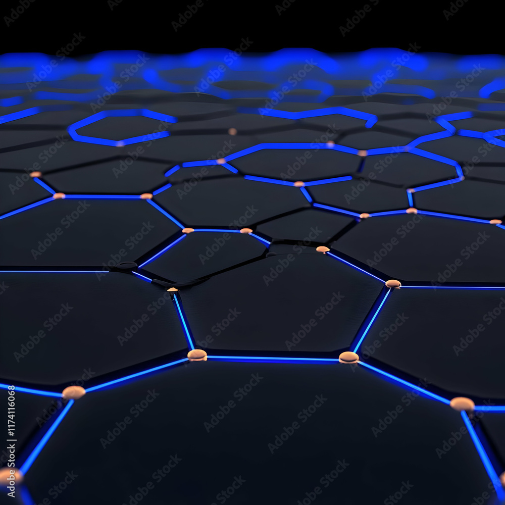 Poster abstract 3d hexagon network background