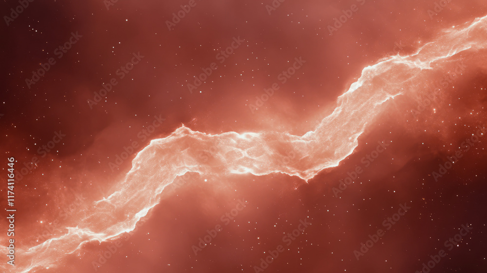 Poster glowing cosmic nebula in outer space with dramatic dust and gas clouds