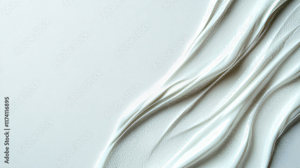 Poster smooth white textured fabric with flowing patterns in minimalist abstract design