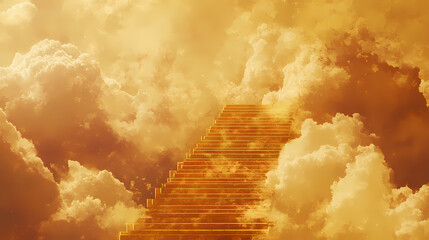 Stairway to heaven golden steps ascending through clouds, sky, heaven, religion, spirituality , stairway to heaven , heaven , clouds , spirituality. Ravenwood. Illustration