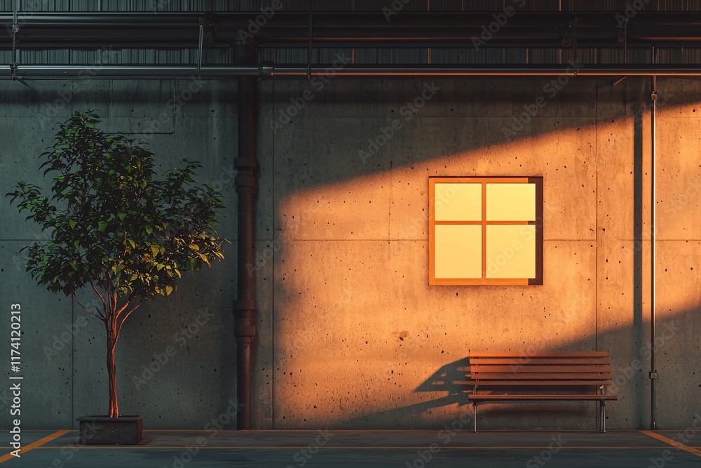 Poster serenity in subtlety: a tranquil garage scene with natural light and simple elements capturing still
