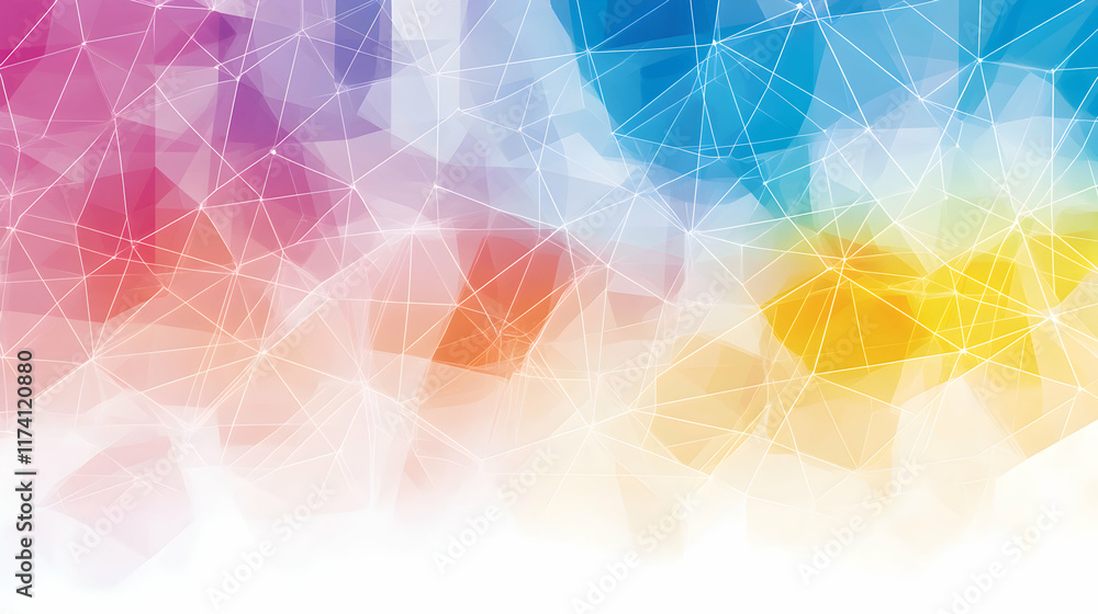 Poster abstract colorful polygonal background with a vibrant spectrum of colors and a network structure, id