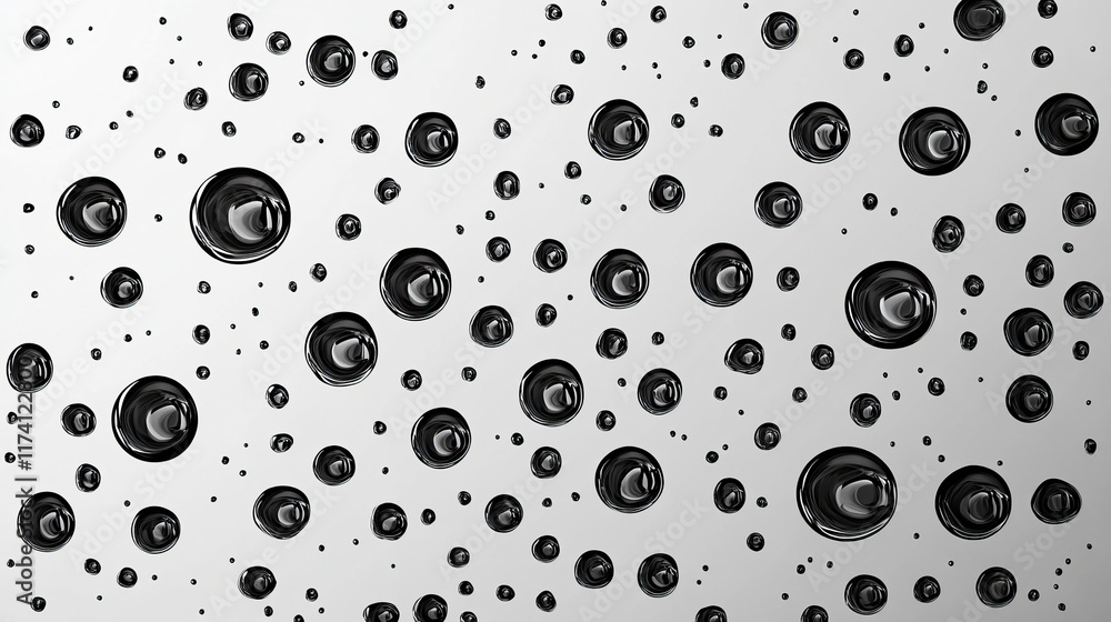 Poster raindrops on glass surface creating textured pattern with reflective effect