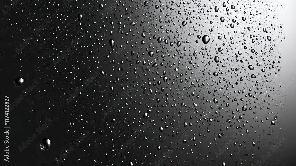 Aufkleber water droplets on dark surface with light reflection creating textured pattern