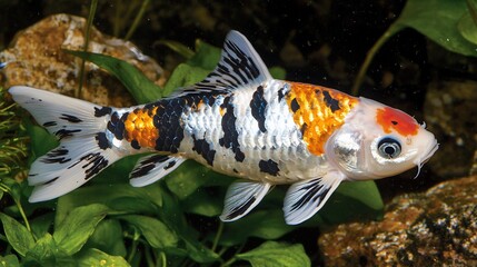 Colorful Koi fish swimming in aquarium. (1)