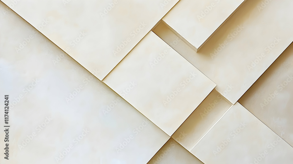 Poster abstract beige geometric background. overlapping squares and rectangles create a modern, minimalist 