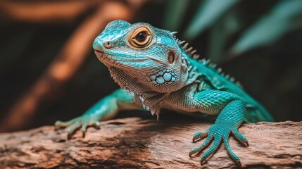 Fototapeta premium Vibrant Reptile in a Tropical Jungle Setting